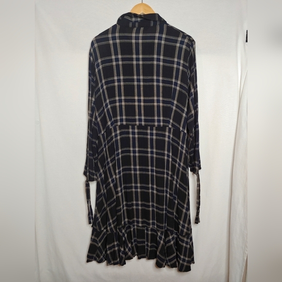 Capsule for JD Williams Long Sleeve Shirt Dress Black Blue Plaid US 20 EU 52 - Picture 3 of 9